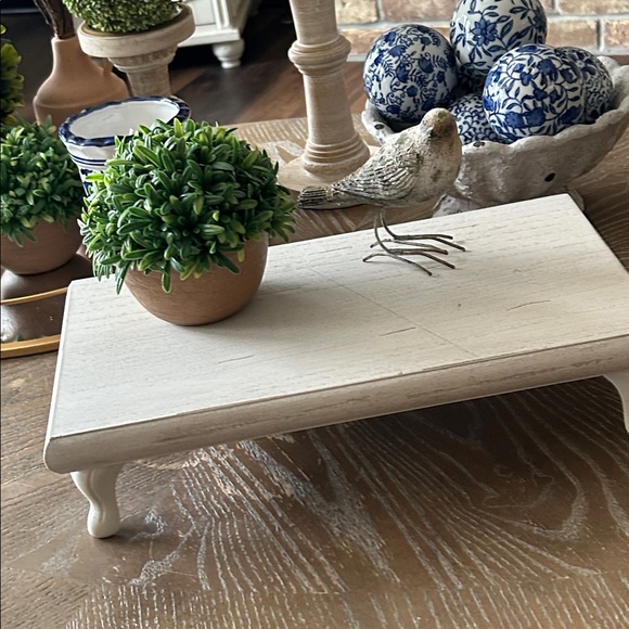 NEW! DISTRESSED Cottage Farmhouse Shabby CHIC WOOD & Metal Foot Display Riser - Picture 5 of 9